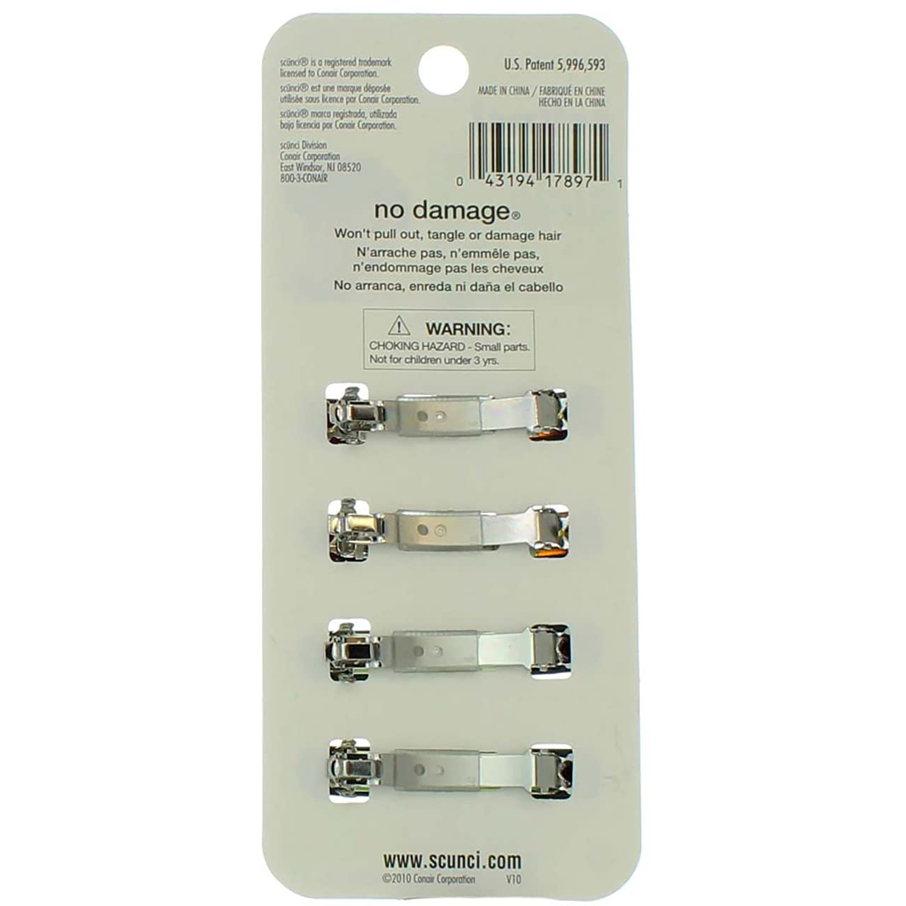 image:imageScunci Noslip Grip Auto Clasp Barrettes 2 Count Colors May Vary4 Count Pack of 1