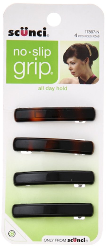 image:imageScunci Noslip Grip Auto Clasp Barrettes 2 Count Colors May Vary4 Count Pack of 2