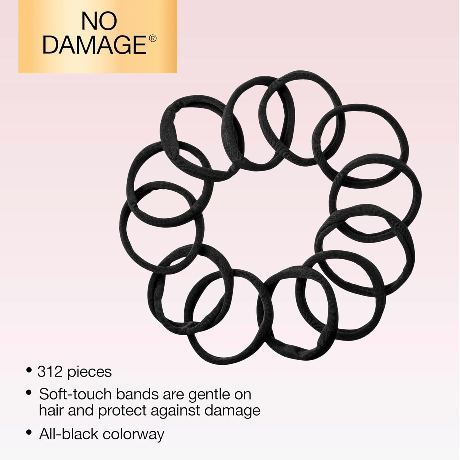 image:imageScunci by Conair 36PC Elastic Hair Ties Soft Everyday Ponytail Holders for Thick Curly and Fine Hair Flexible SoftTouch No Damage Hair Bands Stretch Hosiery Hair Ties Black