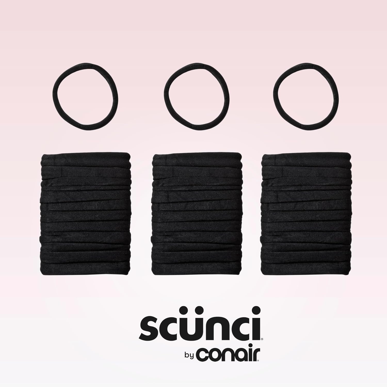 image:imageScunci by Conair 36PC Elastic Hair Ties Soft Everyday Ponytail Holders for Thick Curly and Fine Hair Flexible SoftTouch No Damage Hair Bands Stretch Hosiery Hair Ties Black