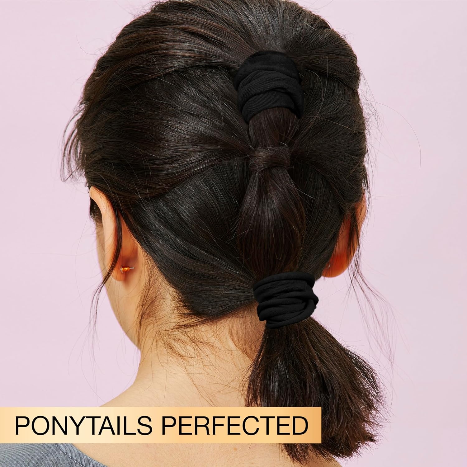 image:imageScunci by Conair 36PC Elastic Hair Ties Soft Everyday Ponytail Holders for Thick Curly and Fine Hair Flexible SoftTouch No Damage Hair Bands Stretch Hosiery Hair Ties Black