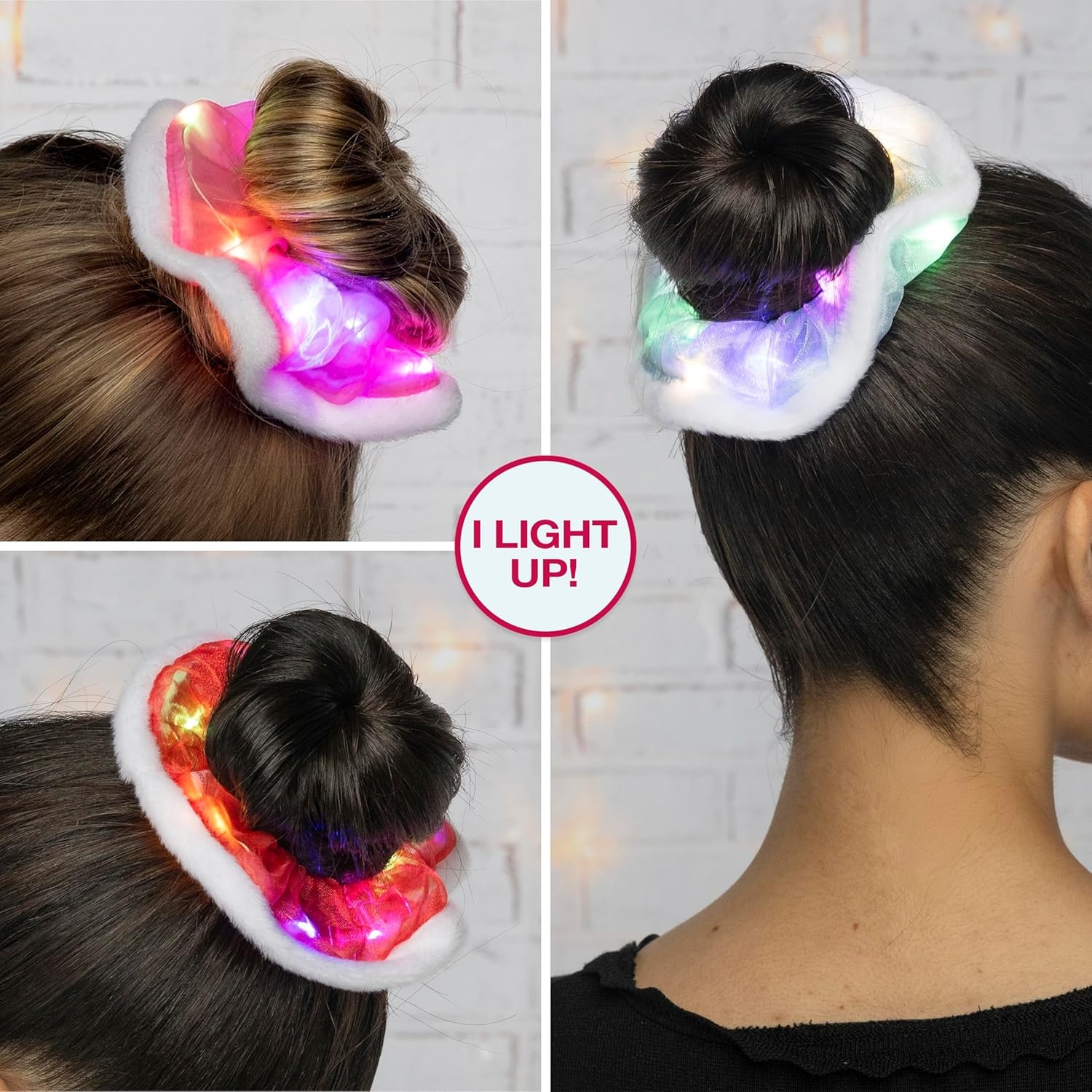 image:imageScunci by Conair 3pk light up Scrunchie Set gifts for teen girls holiday gifts hair ties hair accessories for women stocking stuffers beauty gifts Pink Blue amp Red