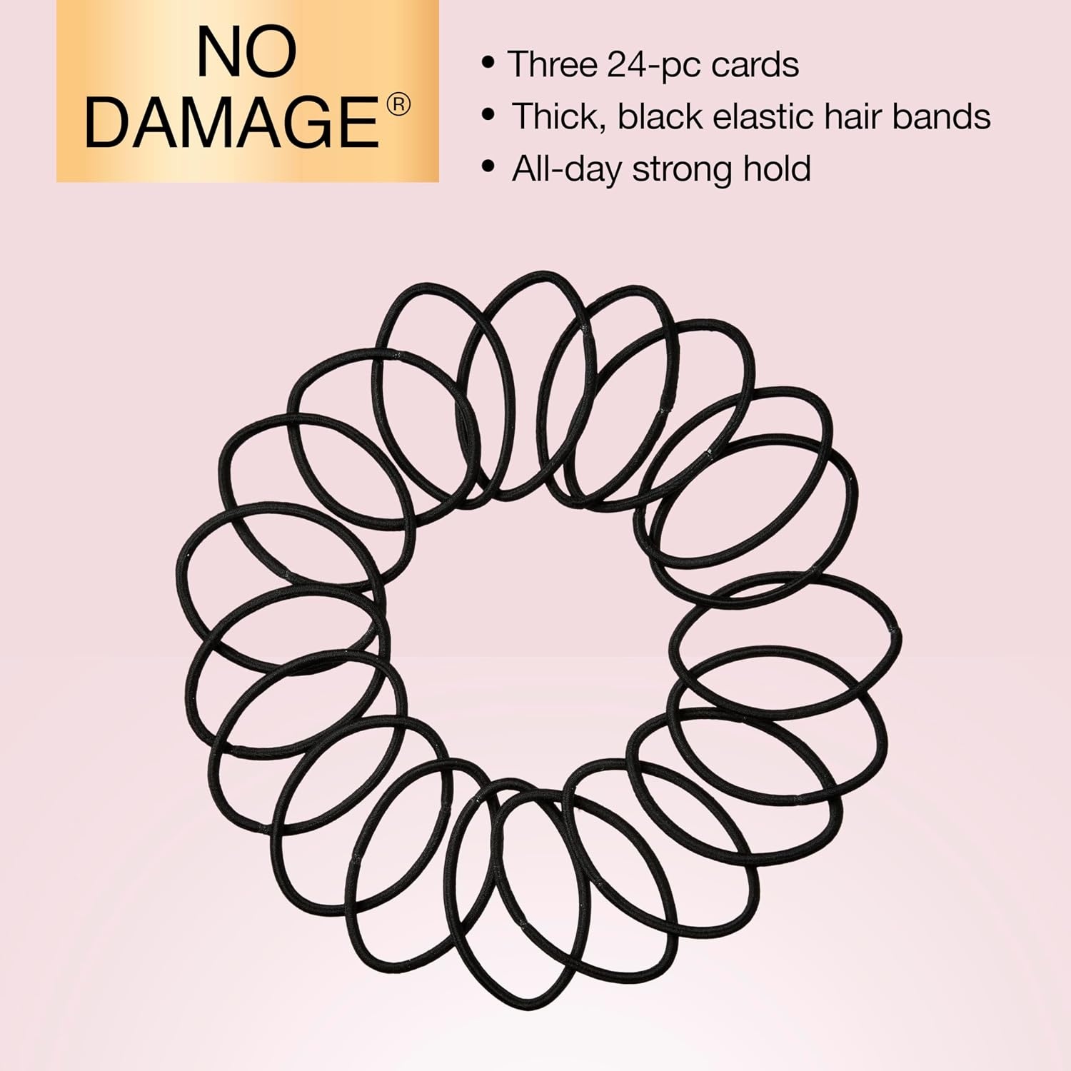 image:imageScunci by Conair 72PC Elastic Hair Ties Thick Everyday Ponytail Holders for AllDay Hold Flexible SoftTouch No Damage 4mm Hair Bands for Thick Curly and Fine Hair Black