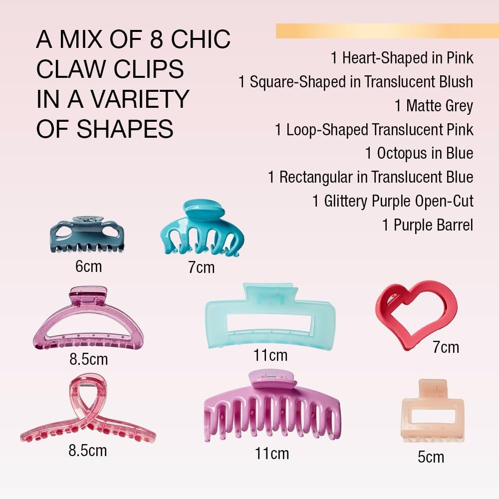 image:imageScunci by Conair 8 piece claw clips set claw clips for thick hair hair accessories for women Pastel ColorsPastel