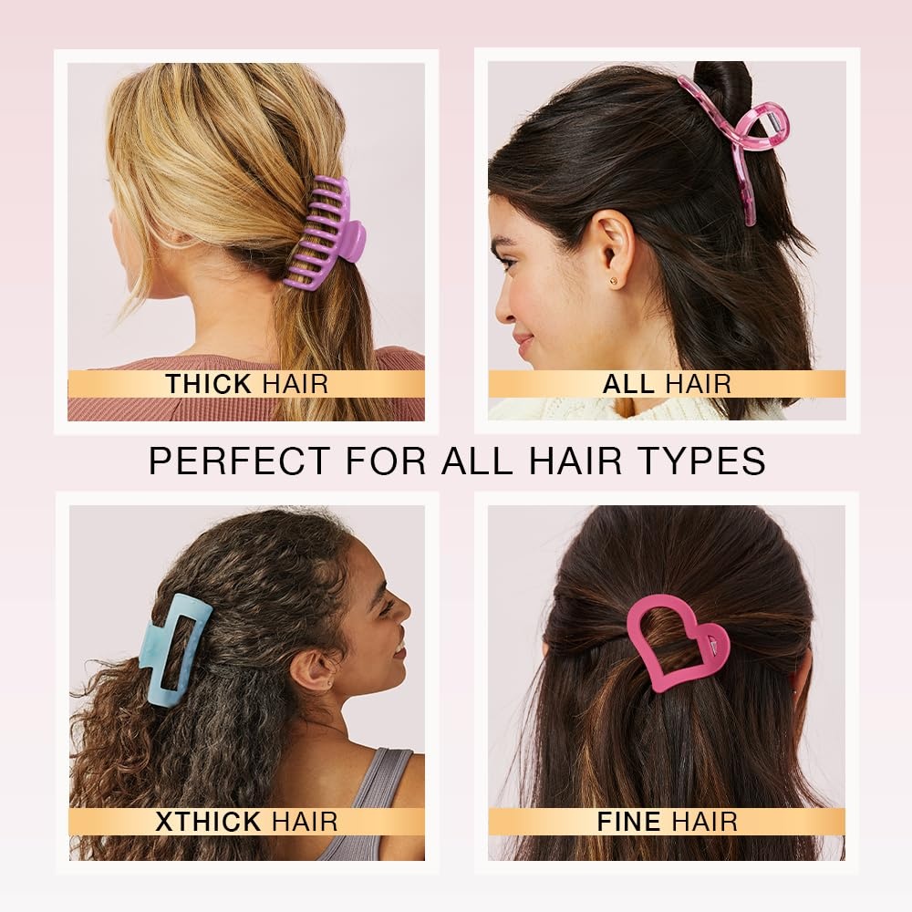 image:imageScunci by Conair 8 piece claw clips set claw clips for thick hair hair accessories for women Pastel ColorsPastel