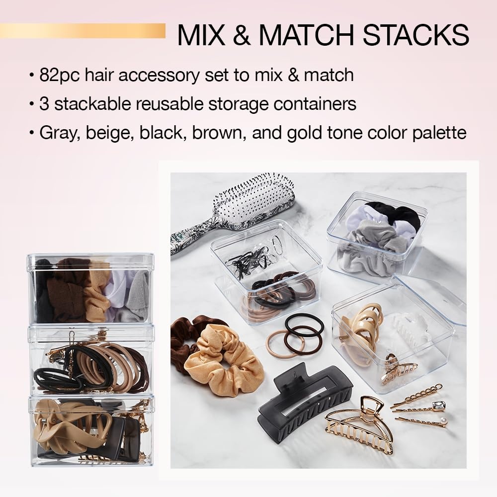 image:imageScunci by Conair 82 piece hair accessory kit hair accessories for women claw clips includes stackable storageNeutral