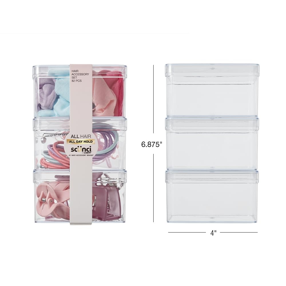 image:imageScunci by Conair 82 piece hair accessory kit hair accessories for women claw clips includes stackable storagePastel
