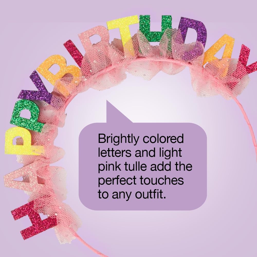 image:imageScunci by Conair Birthday headband Birthday girl head band Birthday gifts for women or girls Bright colors w tulle 1 Count