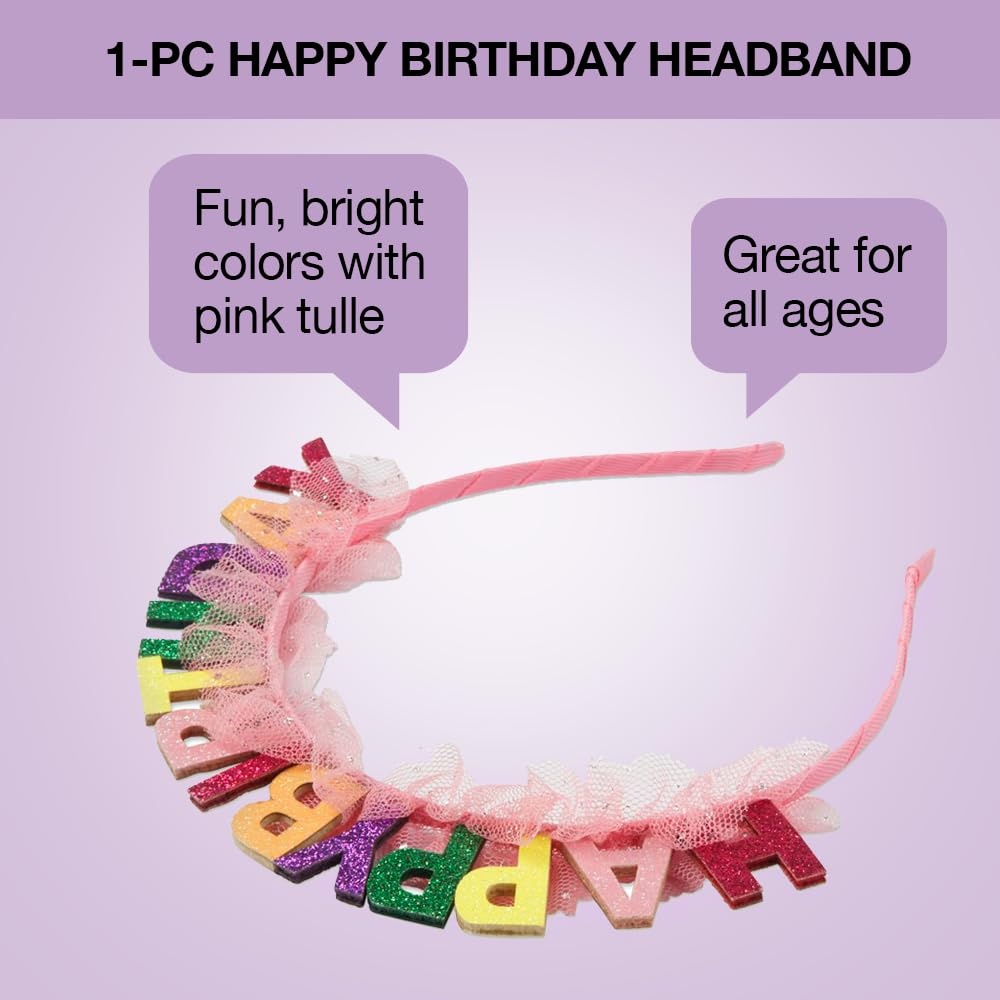 image:imageScunci by Conair Birthday headband Birthday girl head band Birthday gifts for women or girls Bright colors w tulle 1 Count