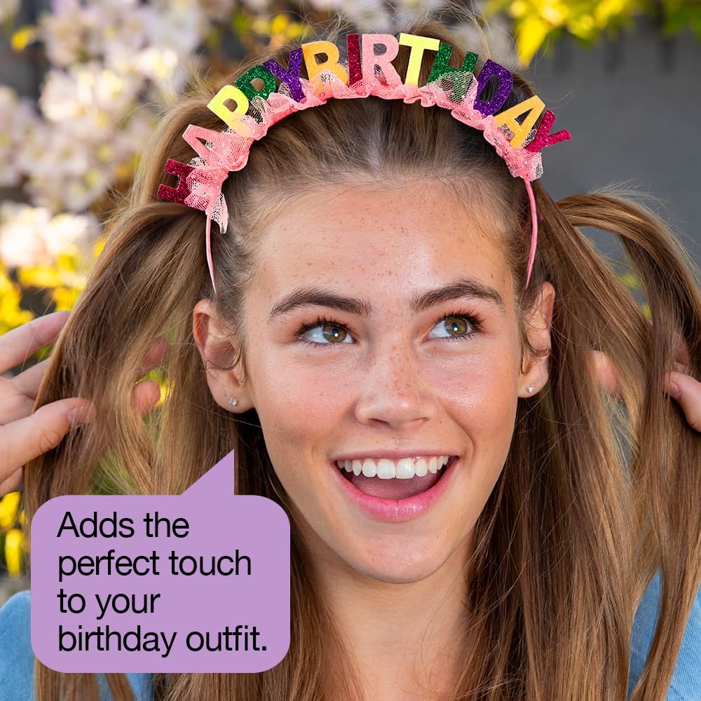 image:imageScunci by Conair Birthday headband Birthday girl head band Birthday gifts for women or girls Bright colors w tulle 1 Count