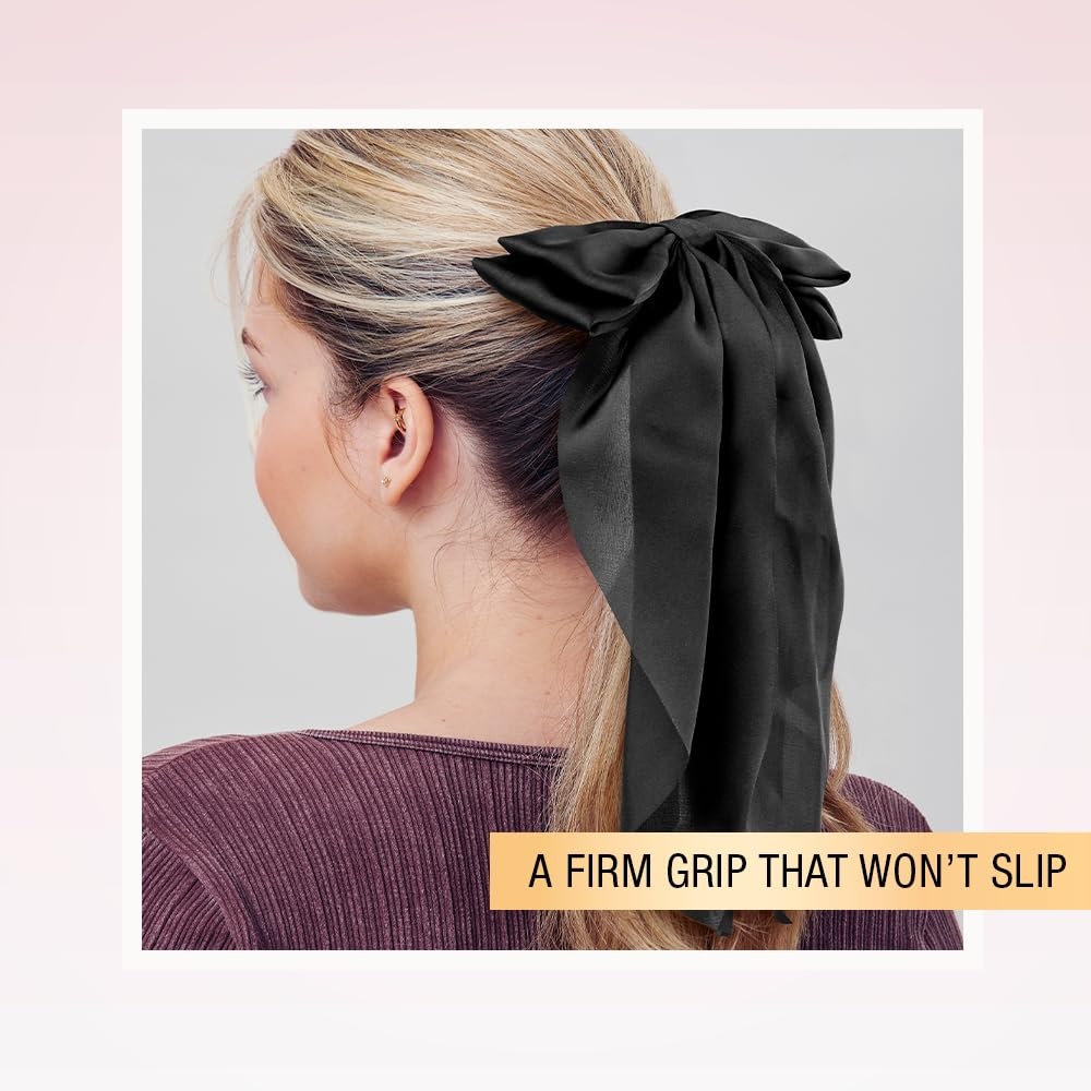 image:imageScunci by Conair Bow Barrette hair accessories for girls and women trendy oversized ribbon hairbow Sky BlueBlack