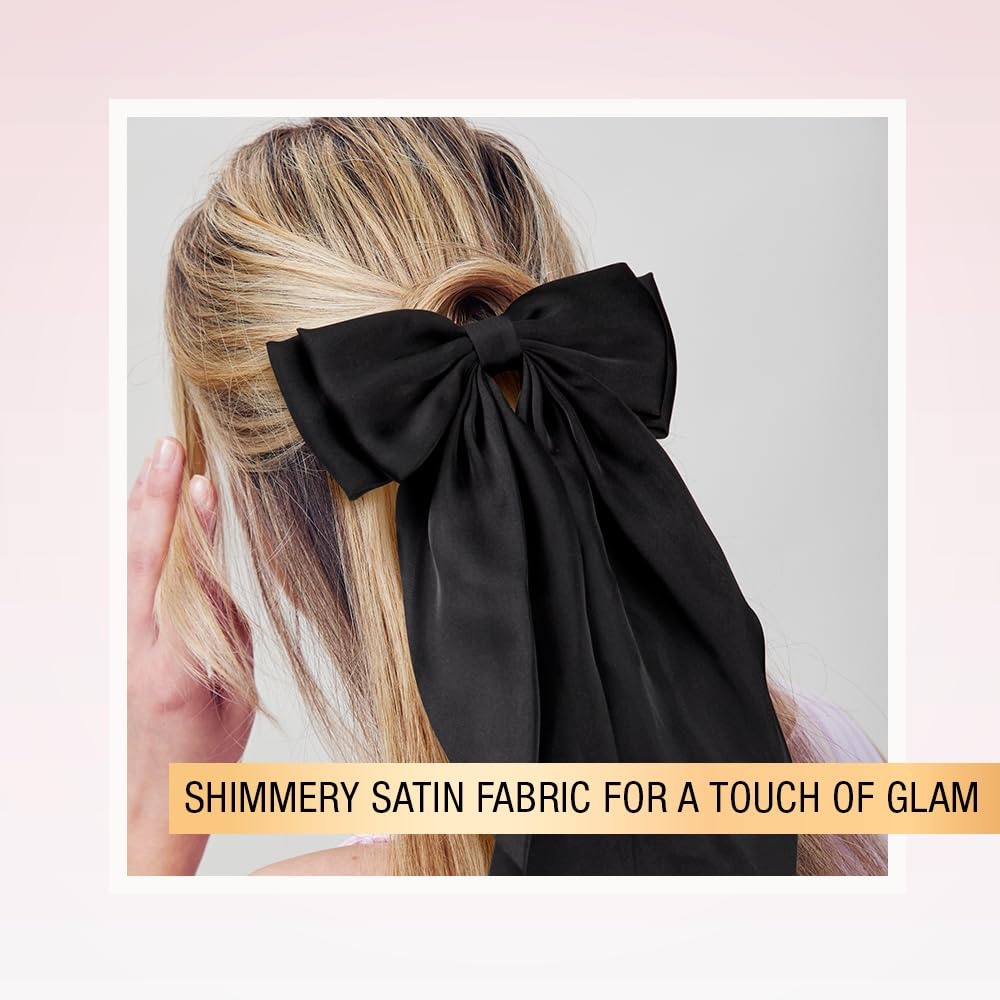 image:imageScunci by Conair Bow Barrette hair accessories for girls and women trendy oversized ribbon hairbow Sky BlueBlack