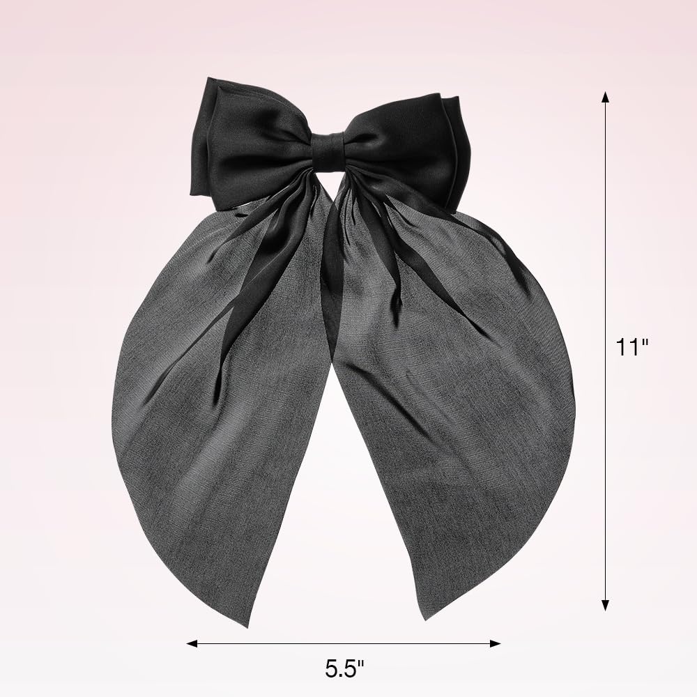 image:imageScunci by Conair Bow Barrette hair accessories for girls and women trendy oversized ribbon hairbow Sky BlueBlack
