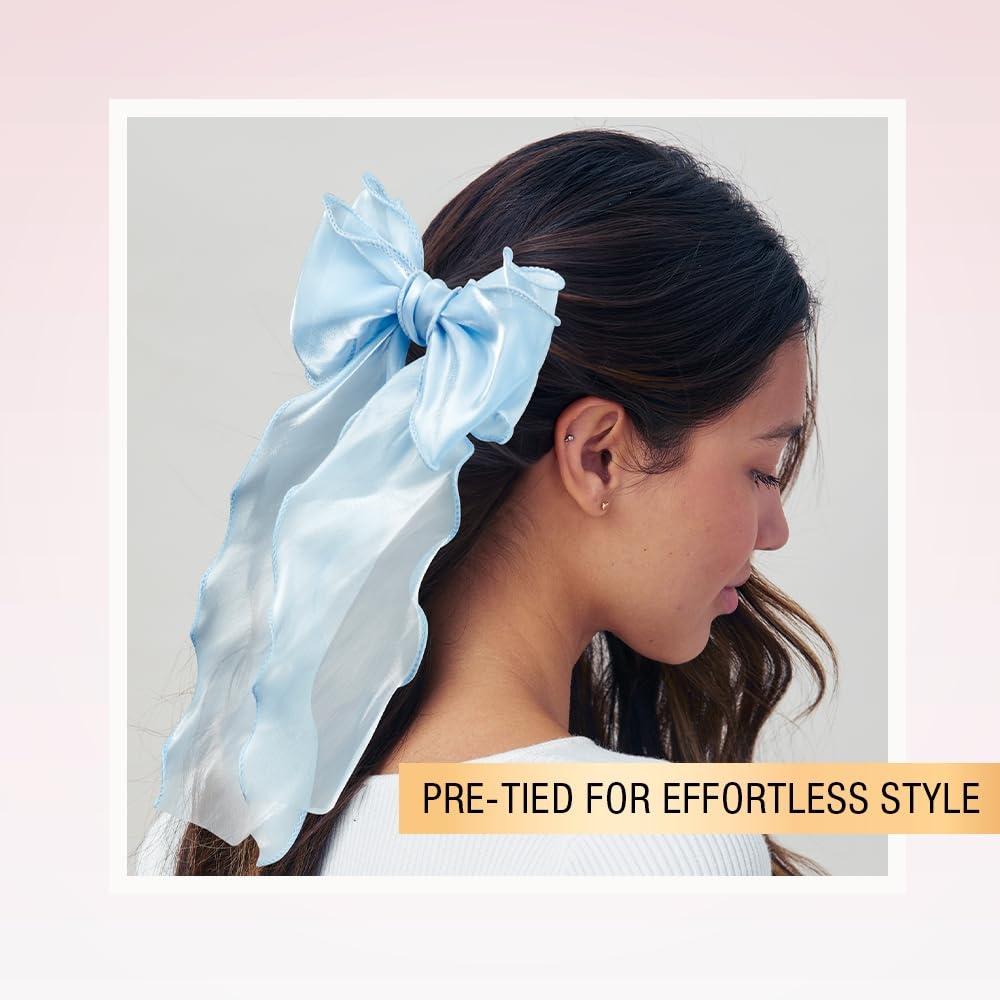 image:imageScunci by Conair Bow Barrette hair accessories for girls and women trendy oversized ribbon hairbow Sky BlueSky Blue
