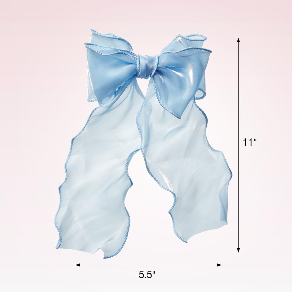 image:imageScunci by Conair Bow Barrette hair accessories for girls and women trendy oversized ribbon hairbow Sky BlueSky Blue