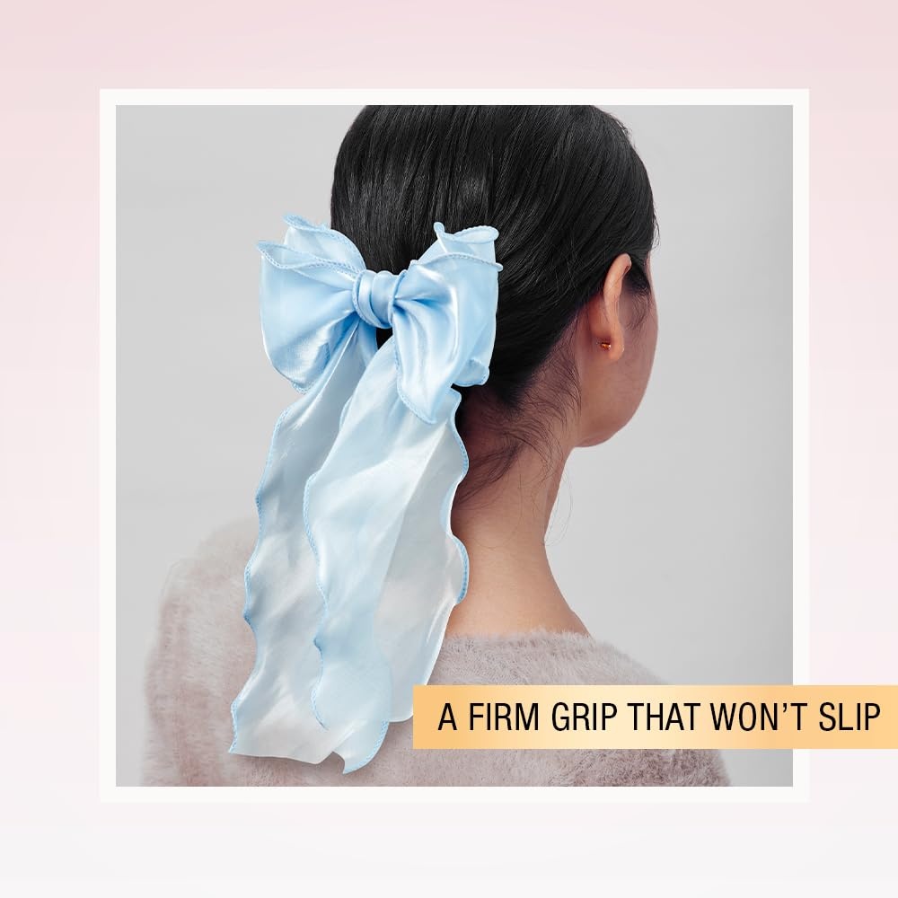 image:imageScunci by Conair Bow Barrette hair accessories for girls and women trendy oversized ribbon hairbow Sky BlueSky Blue