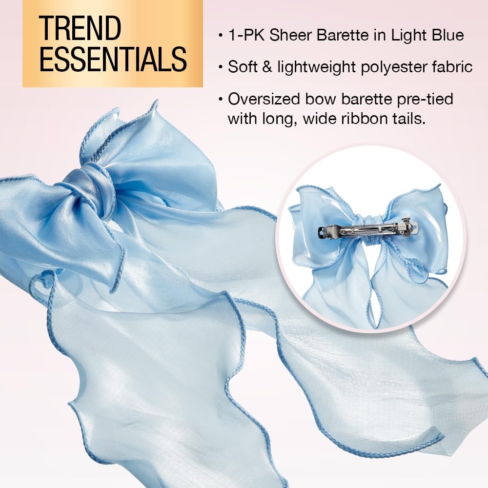 image:imageScunci by Conair Bow Barrette hair accessories for girls and women trendy oversized ribbon hairbow Sky BlueSky Blue