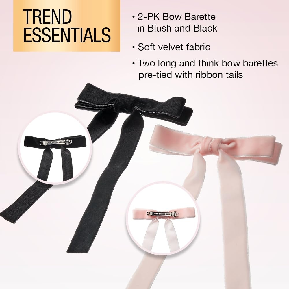 image:imageScunci by Conair Bow Barrette hair accessories for women hair bows bows hair barrettes for women Blush amp Black