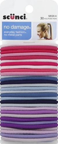 image:imageScunci by Conair Effortless Beauty Large Nodamage Pastel Elastics Hair Ties for Women and Men Elastic Hair Ties with Medium Hold Colors May Vary 30 Pack30 Count Pack of 1