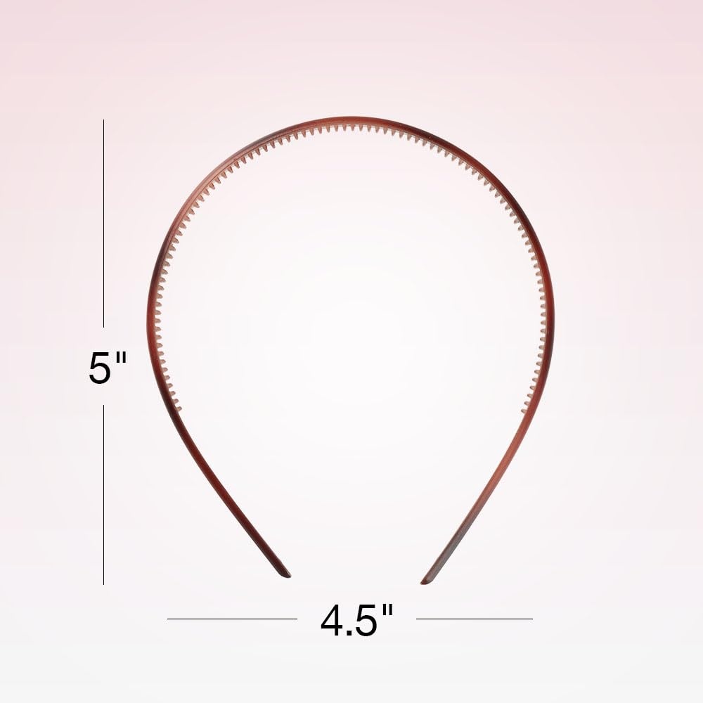 image:imageScunci by Conair Effortless Beauty Skinny headband plastic Headbands for Women and Men hair accessories for women Assorted Tortoise 4 Count