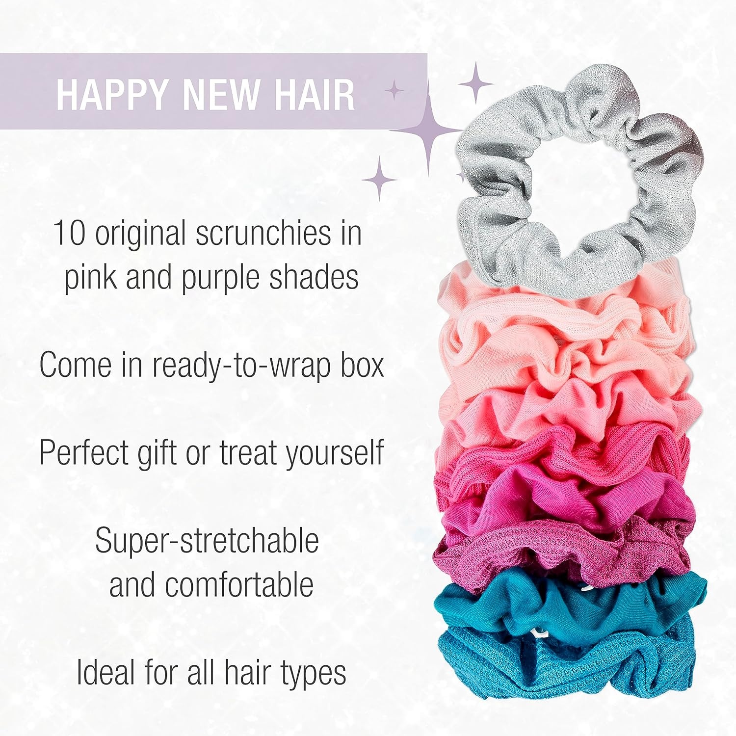 image:imageScunci by Conair Gift Set Gift Box Under 20 Includes 3 Claw Clips and 3 Scrunchies in Pink and Gold ColorsPink and Purple