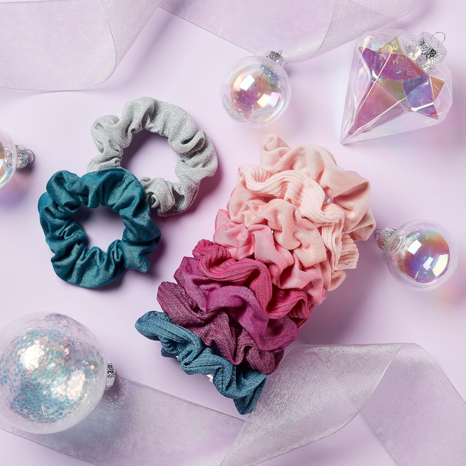 image:imageScunci by Conair Gift Set Gift Box Under 20 Includes 3 Claw Clips and 3 Scrunchies in Pink and Gold ColorsPink and Purple