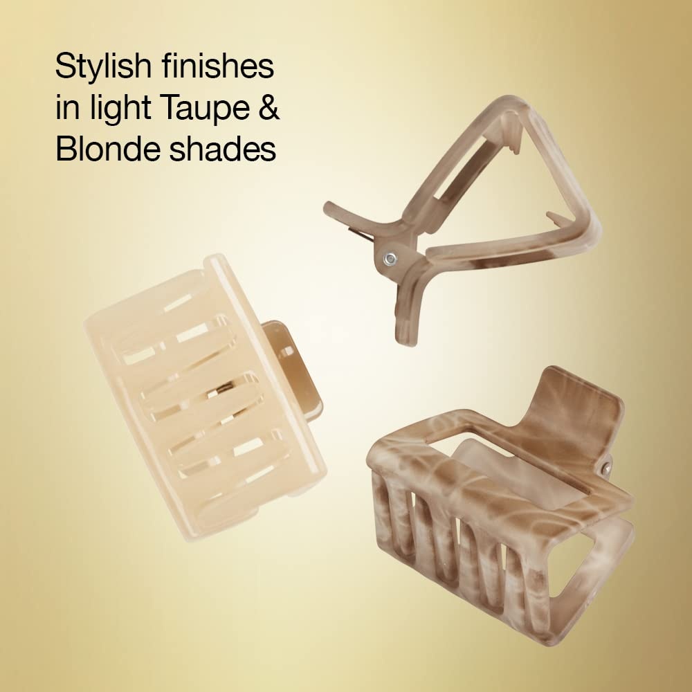 image:imageScunci by Conair Hair Claw Clips for Women Hair Claw Clip Set Chunky NoSlip Hair Clips in Neutral Taupe and Blonde Shades 3 Count Pack of 1Light Taupe and Blonde