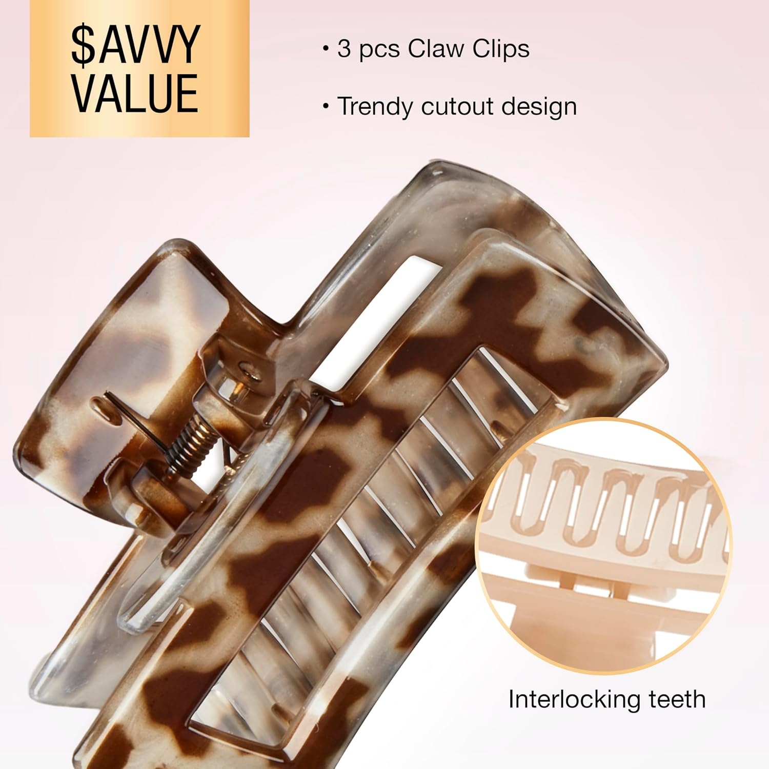 image:imageScunci by Conair Hair Claw Clips for Women Hair Claw Clip Set Chunky NoSlip Hair Clips in Neutral Taupe and Blonde Shades 3 Count Pack of 1Tortoise Taupe Giraffe