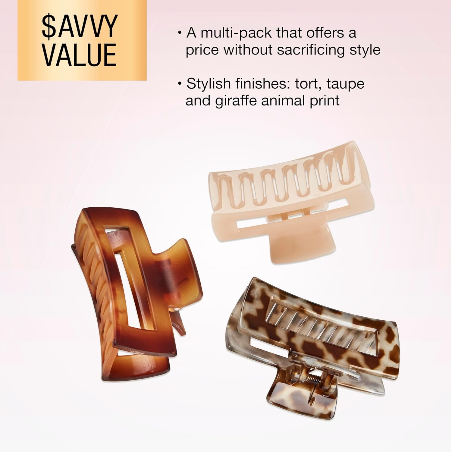 image:imageScunci by Conair Hair Claw Clips for Women Hair Claw Clip Set Chunky NoSlip Hair Clips in Neutral Taupe and Blonde Shades 3 Count Pack of 1Tortoise Taupe Giraffe