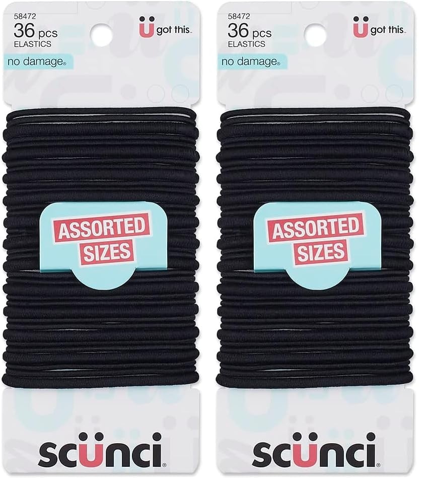 image:imageScunci by Conair Hair Ties Clear Elastics Hair Accessories for Women Black Clear amp Multicolor 2000 CountBlack