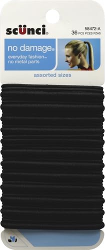 image:imageScunci by Conair Hair Ties Clear Elastics Hair Accessories for Women Black Clear amp Multicolor 2000 CountBlack