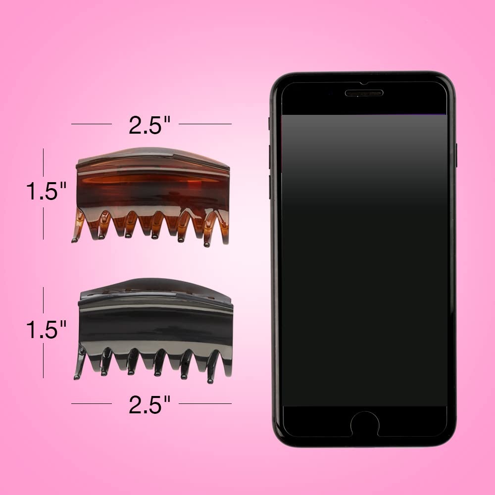 image:imageScunci by Conair NoSlip Grip All Day Hold Magic Hinge Claw Hair Clip Brown and Black Packaging May Vary Pack of 2