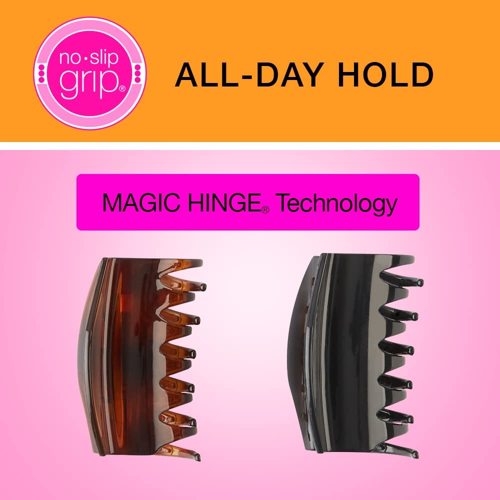 image:imageScunci by Conair NoSlip Grip All Day Hold Magic Hinge Claw Hair Clip Brown and Black Packaging May Vary Pack of 2