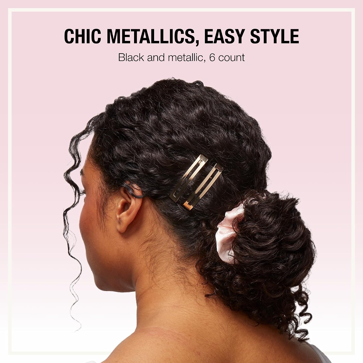 image:imageScunci by Conair NoSlip Grip Stay Tight Barrettes hair barrettes for women hair accessories for women hair clips Gold Black and Silver 6 CountAssorted