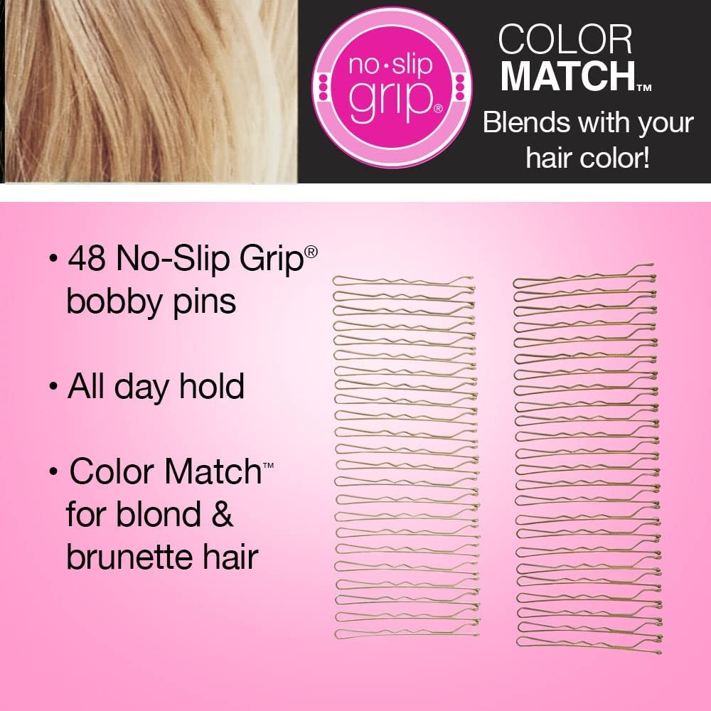 image:imageScunci by Conair NoSlip Grip bobby pins bobby pins brown hair hair accessories for women Color Match Blonde amp Brunette 48 Count