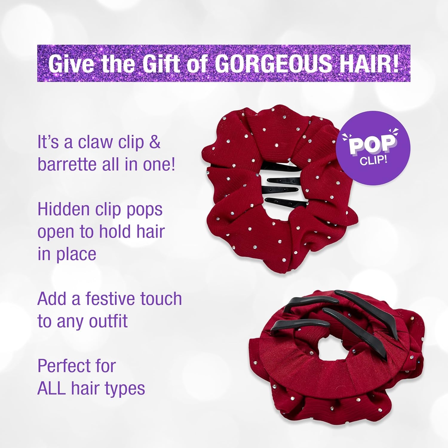 image:imageScunci by Conair Pop Clip Barrette hair accessories for women claw clips for thick hair claw clip Gifts for women teen girl gifts 1 CountBerry Red
