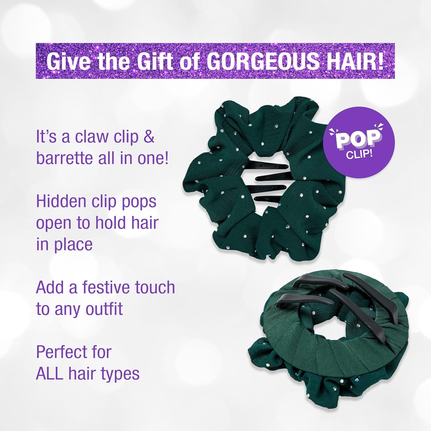 image:imageScunci by Conair Pop Clip Barrette hair accessories for women claw clips for thick hair claw clip Gifts for women teen girl gifts 1 CountPinecone Green