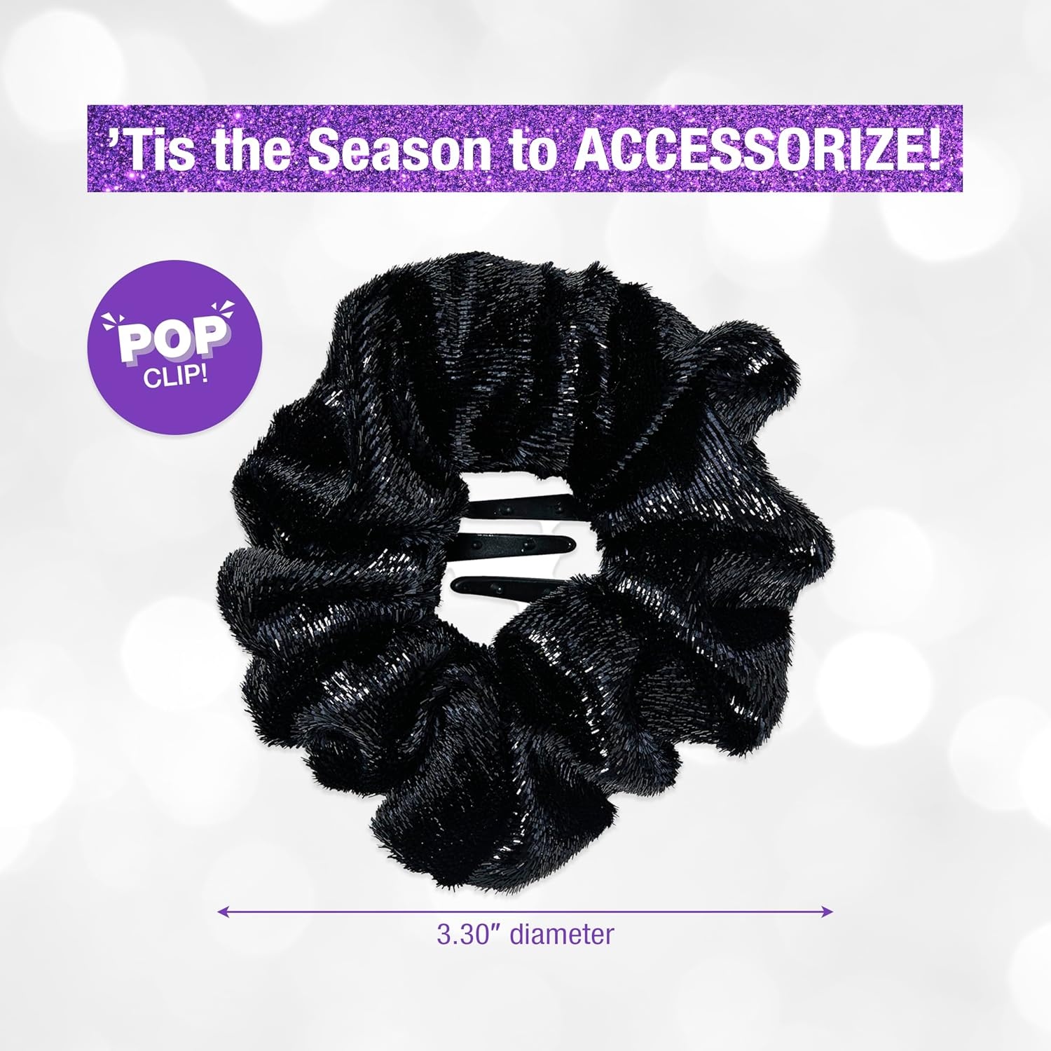 image:imageScunci by Conair Pop Clip Barrette hair accessories for women claw clips for thick hair claw clip Gifts for women teen girl gifts 1 CountTinsel Black