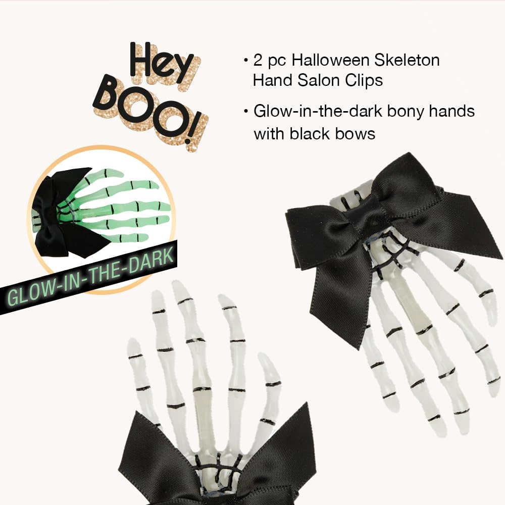image:imageScunci by Conair Skeleton Hand Clips Halloween hair accessories hair accessories for women Halloween Costumes Accessories 2 PK