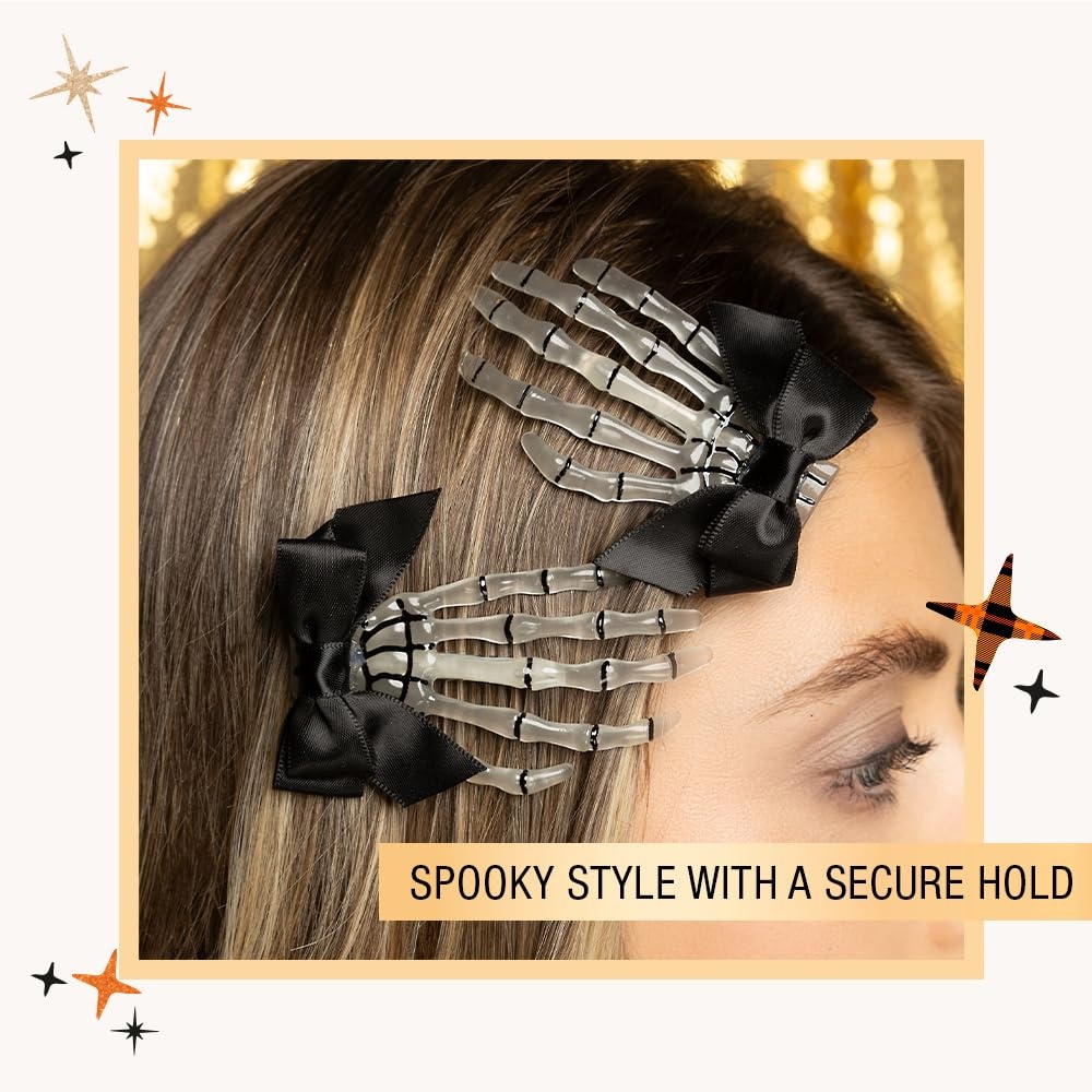 image:imageScunci by Conair Skeleton Hand Clips Halloween hair accessories hair accessories for women Halloween Costumes Accessories 2 PK