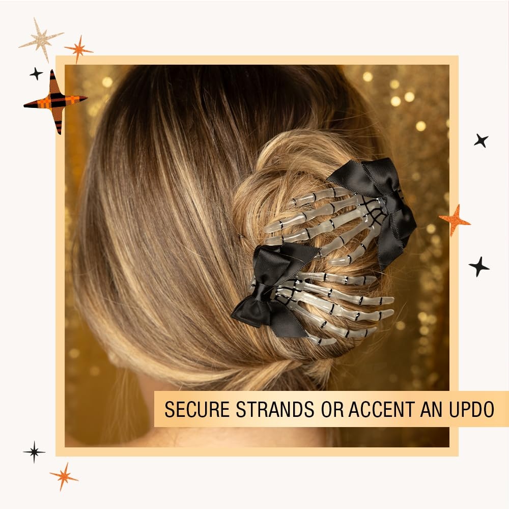 image:imageScunci by Conair Skeleton Hand Clips Halloween hair accessories hair accessories for women Halloween Costumes Accessories 2 PK