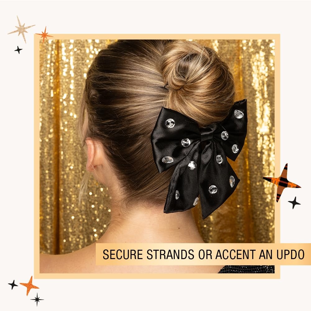 image:imageScunci by Conair Stud Bow Barrette hair bows holiday gifts for girls hair accessories for women stocking stuffers black bowBlack Diamond