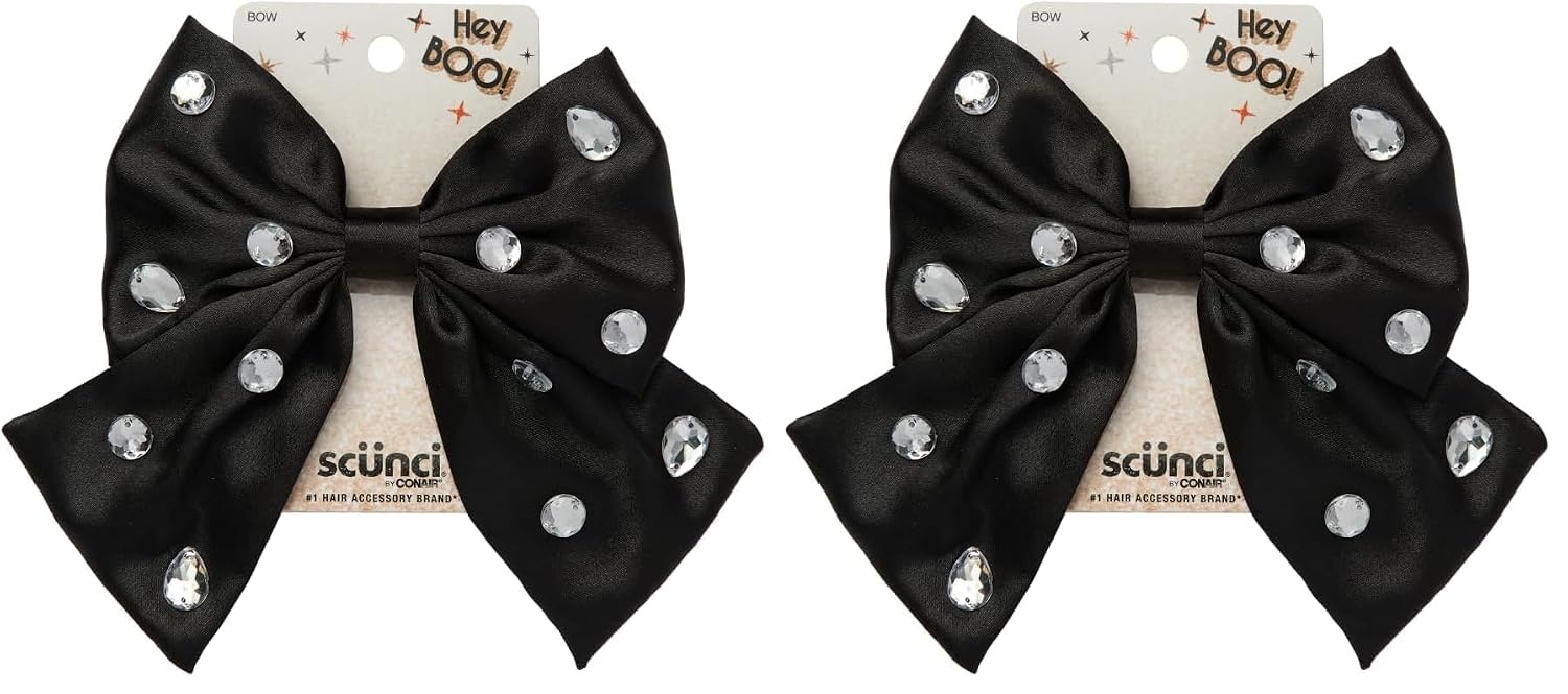 image:imageScunci by Conair Stud Bow Barrette hair bows holiday gifts for girls hair accessories for women stocking stuffers black bowBlack Diamond