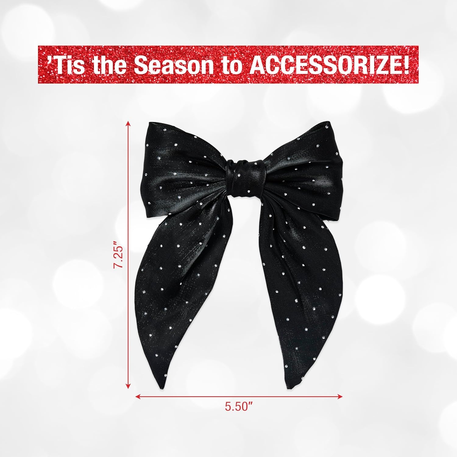 image:imageScunci by Conair Stud Bow Barrette hair bows holiday gifts for girls hair accessories for women stocking stuffers black bowBlack Shimmer