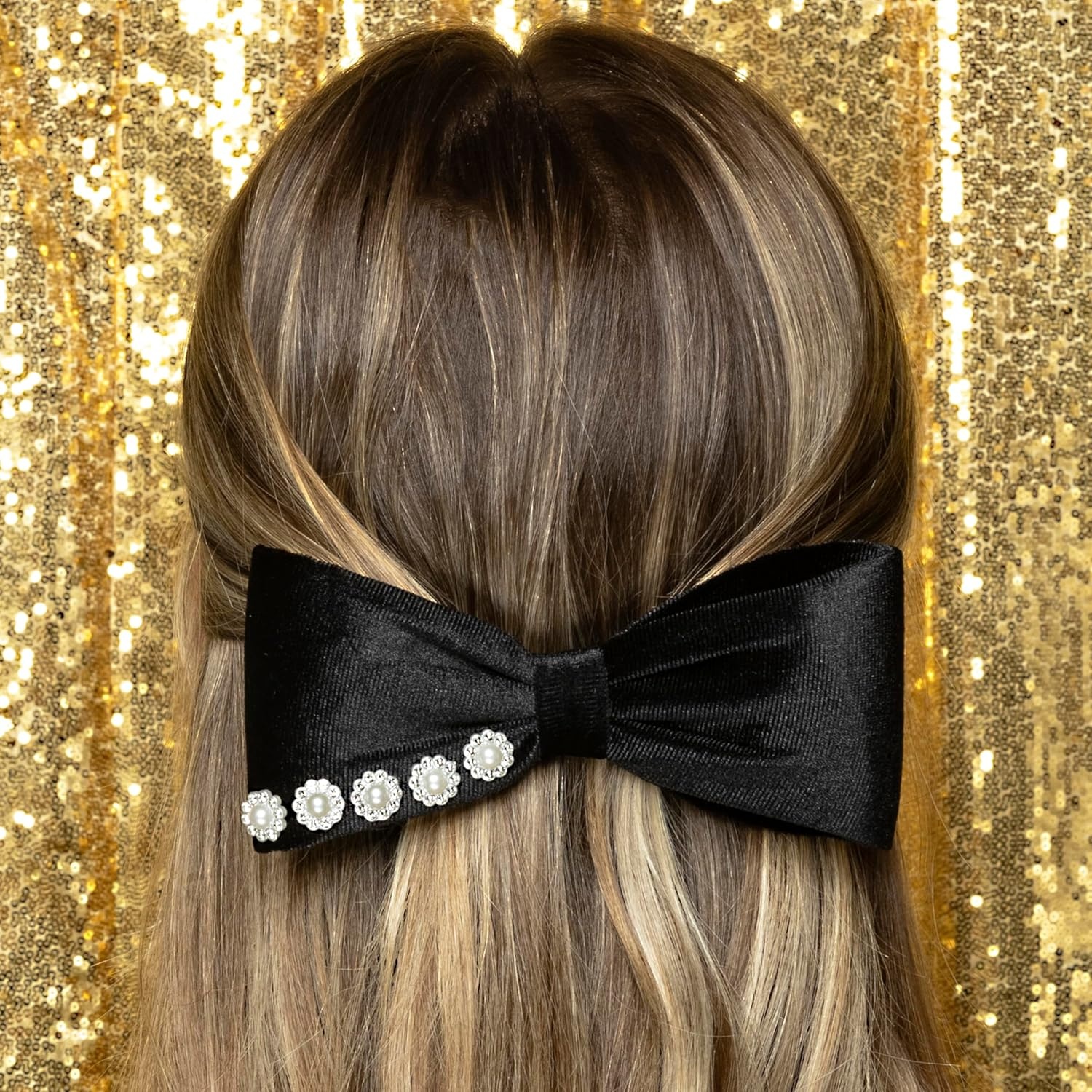 image:imageScunci by Conair Stud Bow Barrette hair bows holiday gifts for girls hair accessories for women stocking stuffers black bowStarry Night