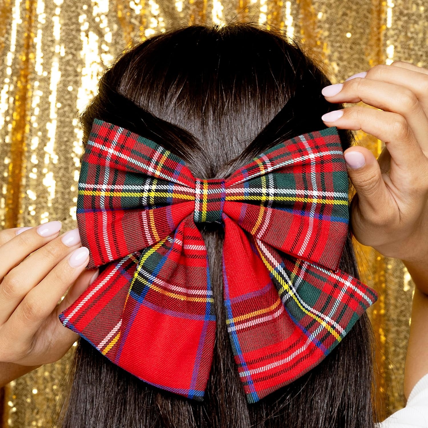 image:imageScunci by Conair Stud Bow Barrette hair bows holiday gifts for girls hair accessories for women stocking stuffers black bowTartan
