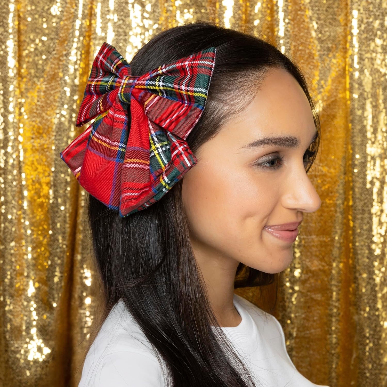 image:imageScunci by Conair Stud Bow Barrette hair bows holiday gifts for girls hair accessories for women stocking stuffers black bowTartan