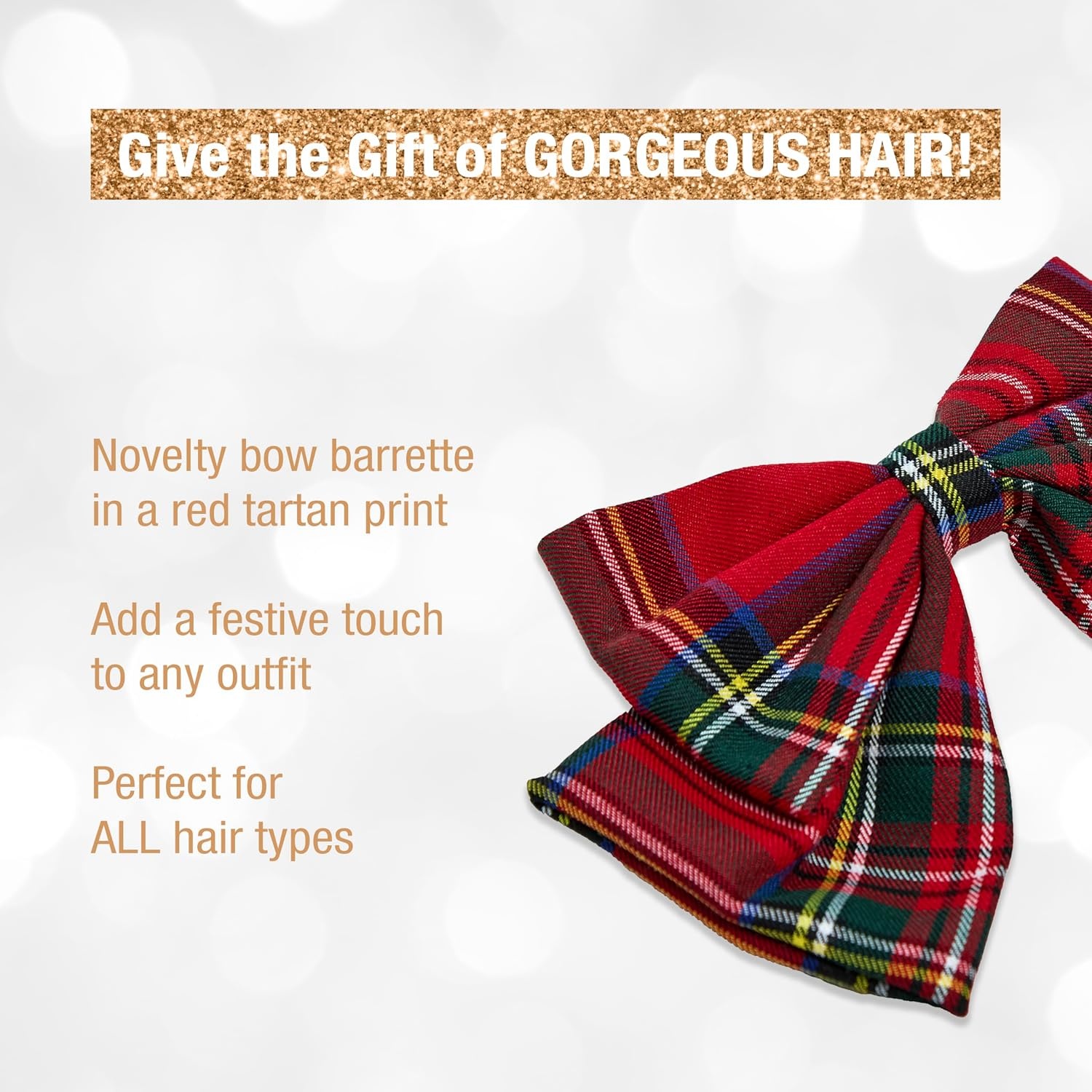 image:imageScunci by Conair Stud Bow Barrette hair bows holiday gifts for girls hair accessories for women stocking stuffers black bowTartan