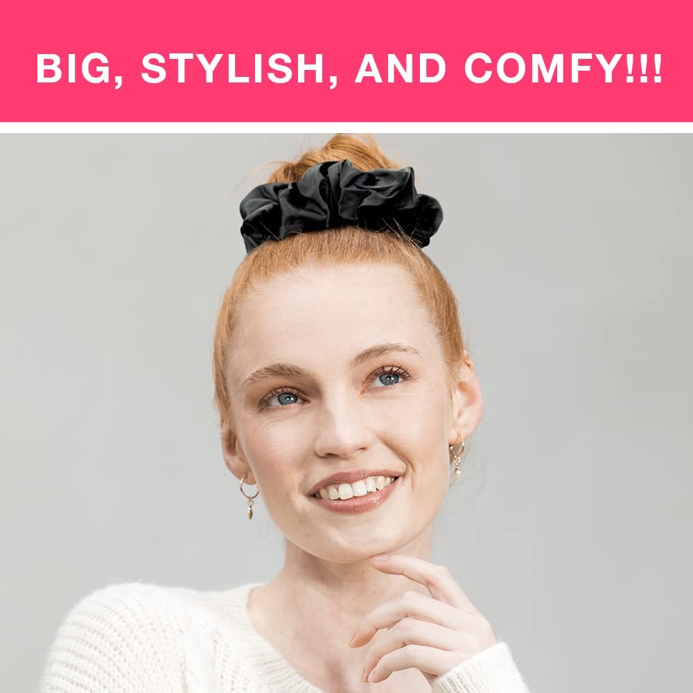 image:imageScunci by Conair The Original Satin Scrunchie hair accessories hair accessories for women hair ties valentines gifts for her oversized scrunchies Cherry RedBlack