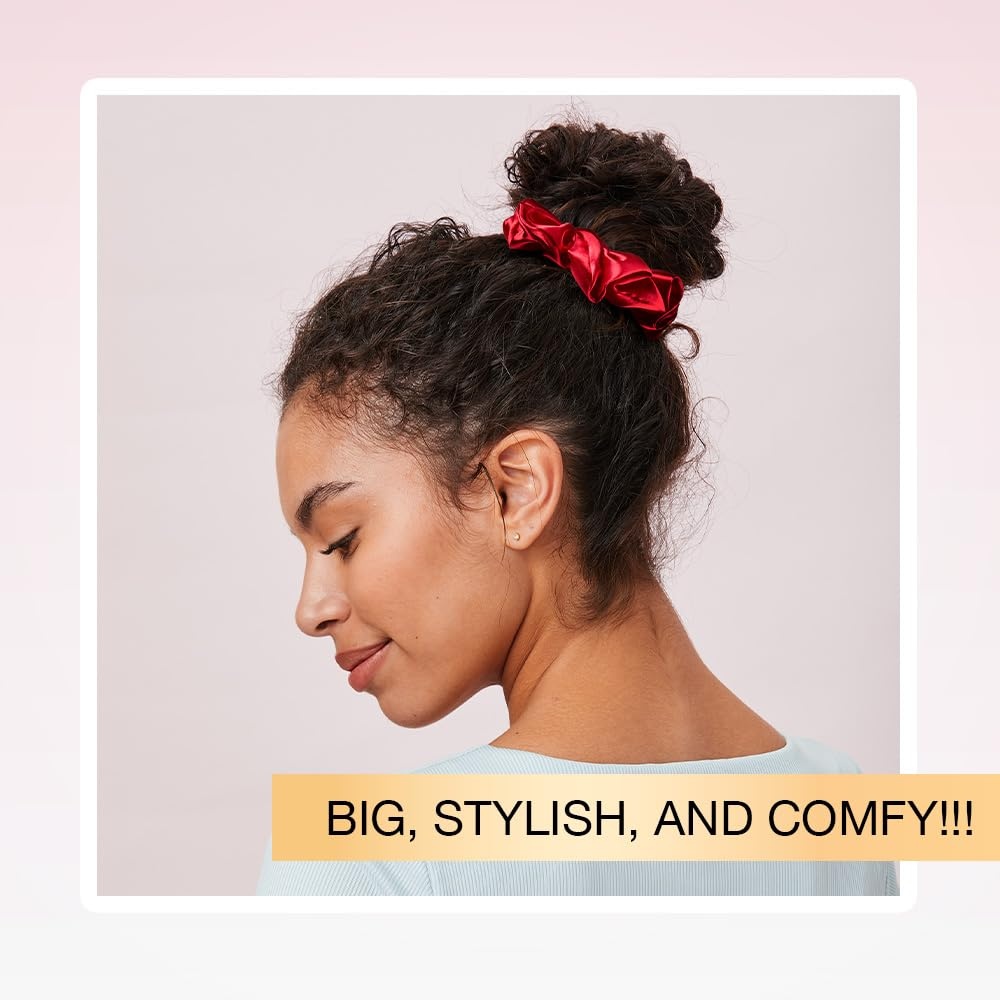 image:imageScunci by Conair The Original Satin Scrunchie hair accessories hair accessories for women hair ties valentines gifts for her oversized scrunchies Cherry RedRed